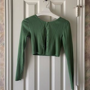 Uniqlo Ribbed Cardigan in Polo Green